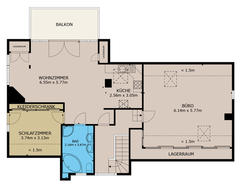 Grundriss Dachwohnung / floor plan top attic