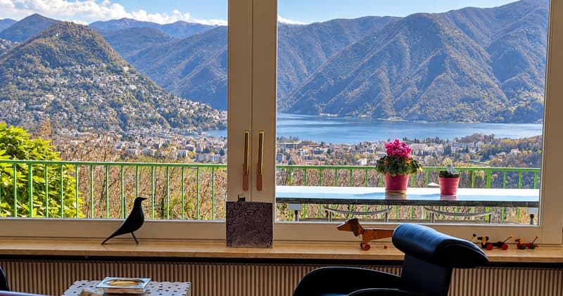 Villa d'Autore: vista golfo Lugano e Agno. Sito altamente energetico (7)