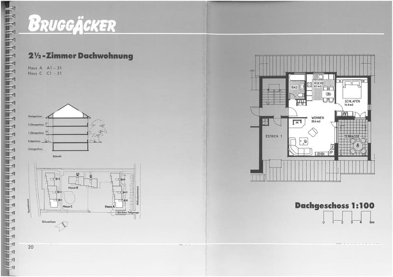 Dachgeschoss 1, Erdgeschoss 1, Untergeschoss 1, Obergeschoss 2, Dachgeschoss 2, Haus A, Haus B, Haus C, Terrace