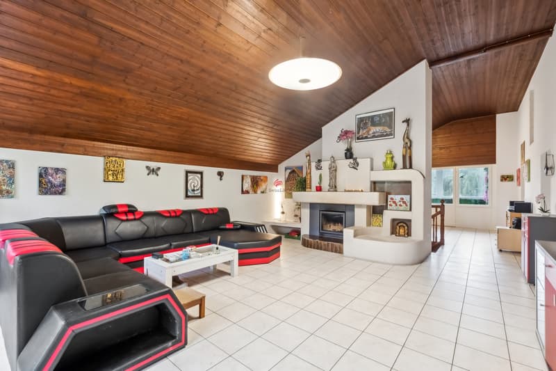 Wohnbereich mit Cheminée / Salon avec cheminée