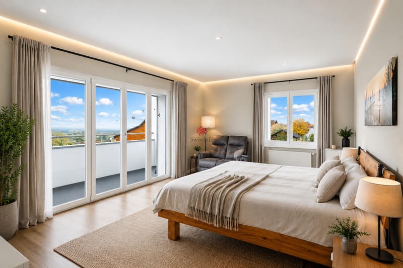 Schlafzimmer mit grossartiger Aussicht