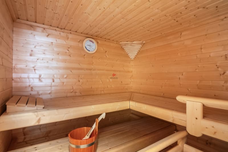 Sauna sowie Bereich darum mit Dusche, WC sind aus 2018! / Sauna e area con doccia, WC sono del 2018!