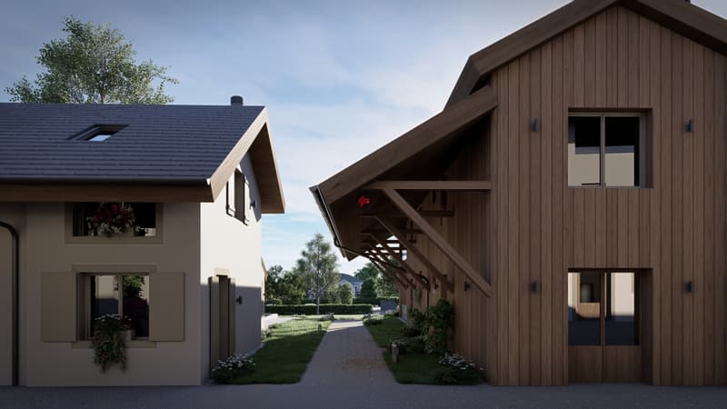 / Vue arrière villa C et bâtiment D