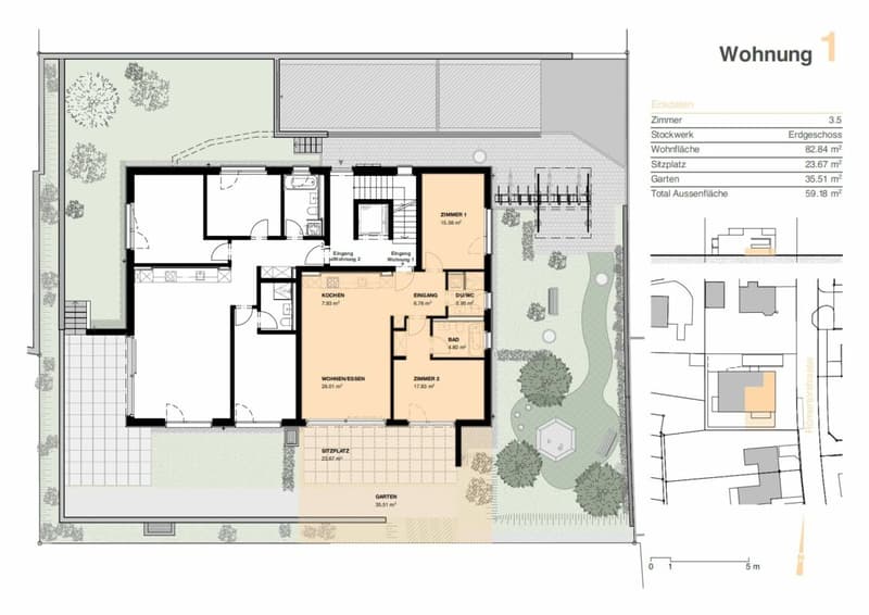 Urban leben, entspannt wohnen: moderne 3.5 Zimmer Gartenwohnung (2)