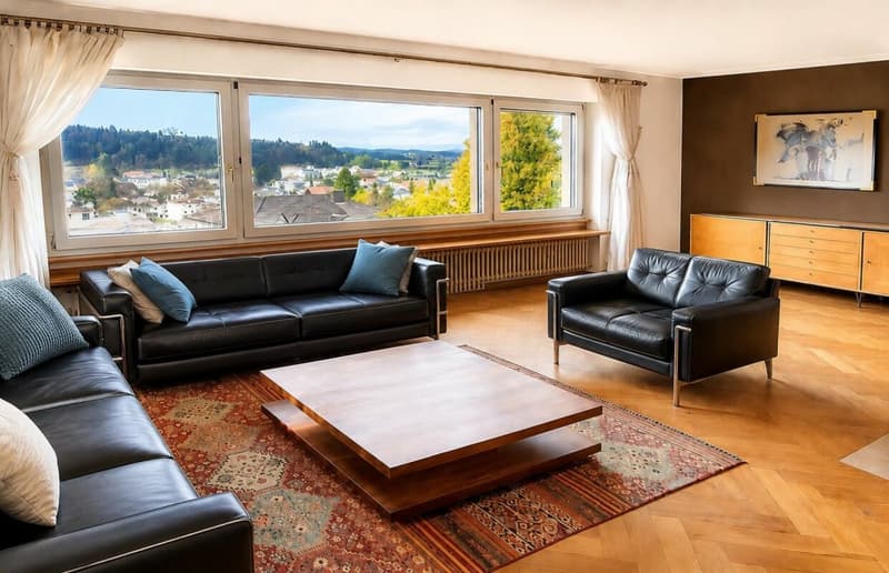 Wohnzimmer mit Cheminée
