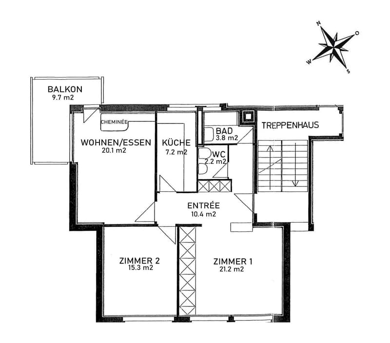 Helle Wohnung mit sonnigem Balkon und Cheminée (12)