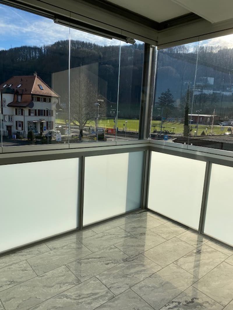 Verglaster Balkon