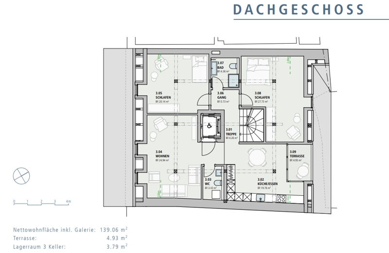 4 bedrooms, 3 bathrooms, hallway, living room, kitchen, terrace, raised ground floor