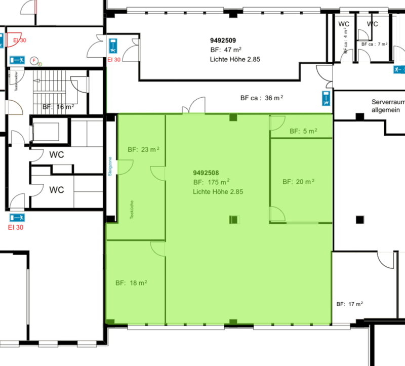 entrance, living room, dining room, 2 bedrooms, 2 bathrooms, server room, stair zone, storage room