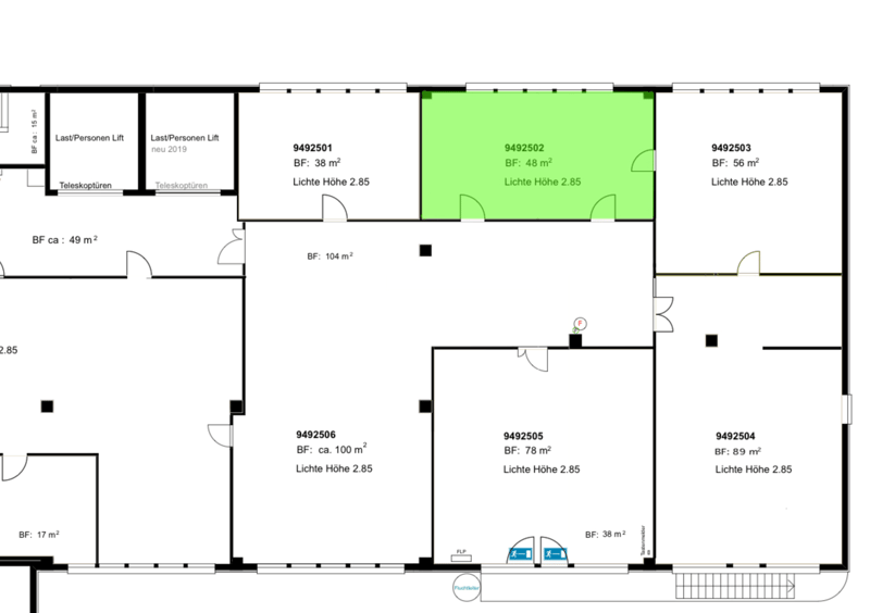 Floor plan with multiple rooms, including living room, bedrooms, and bathrooms, with dimensions and ceiling heights provided.