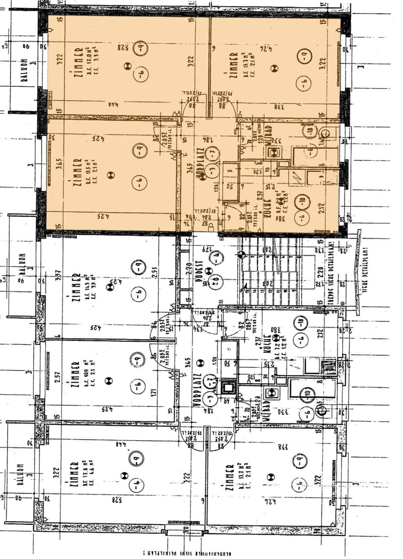 Floor plan showing various rooms and open space