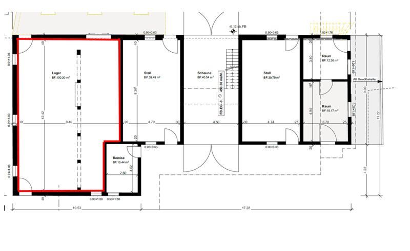 Floor plan with three bedrooms, two bathrooms, two living rooms, two storage rooms, two hallways, kitchen, dining room, a workshop, a garage, and two balconies.