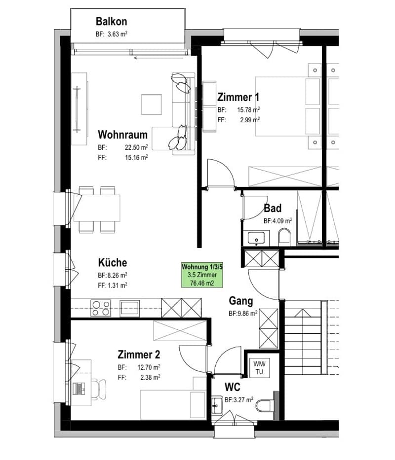3 ½ Zimmer-Wohnung, 4500 Solothurn (4)