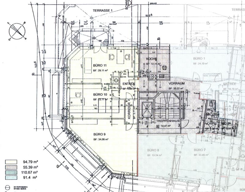 Grundrissplan der Büroräumlichkeiten