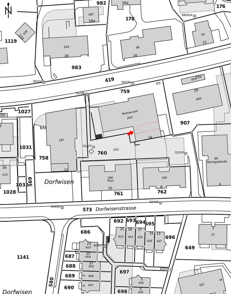 Situationsplan Schmittedörfli (Kataster)