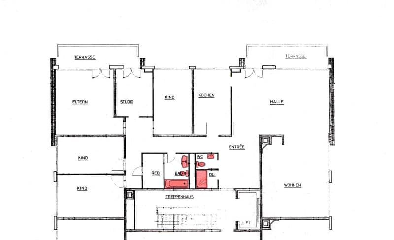 Parents' bedroom, children's bedroom, Studio, kitchen, entrance hall, bathrooms, stairs, lift