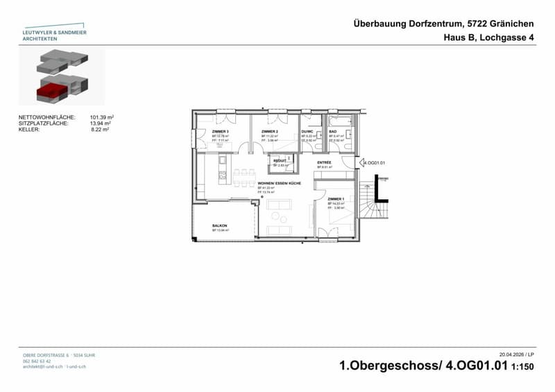 Haus B 1. OG 4 1/2 Zimmer