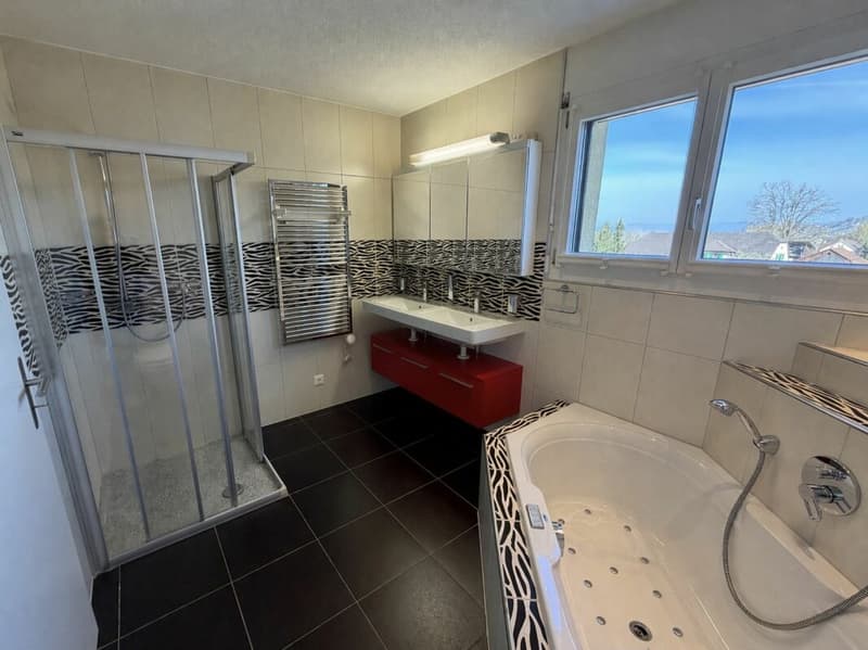 Badezimmer mit Dusche und Whirlwanne
