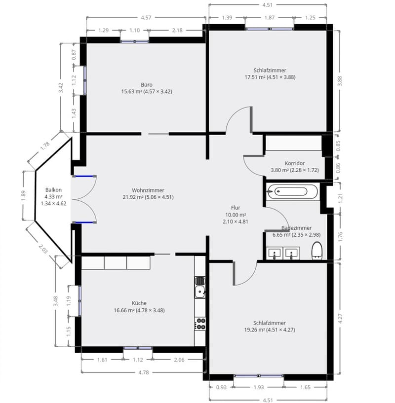 4.5 Zi-Wohnung im 1. OG direkt am Bahnhof (11)
