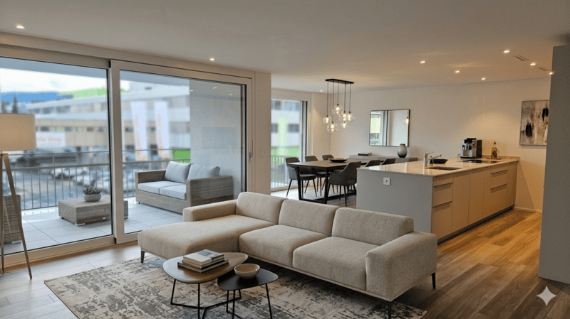 Wohnzimmer Küche (visualisiert)