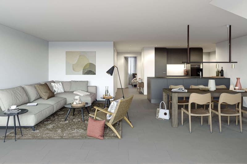 2_Visualisierung_Wohnzimmer, Küche_Variante 2