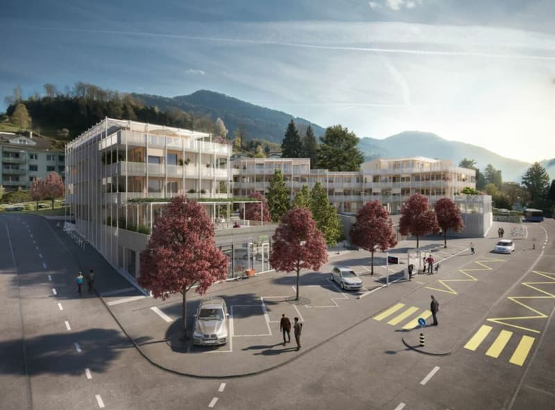 Aussenansicht des Wohnkomplexes Weggishof