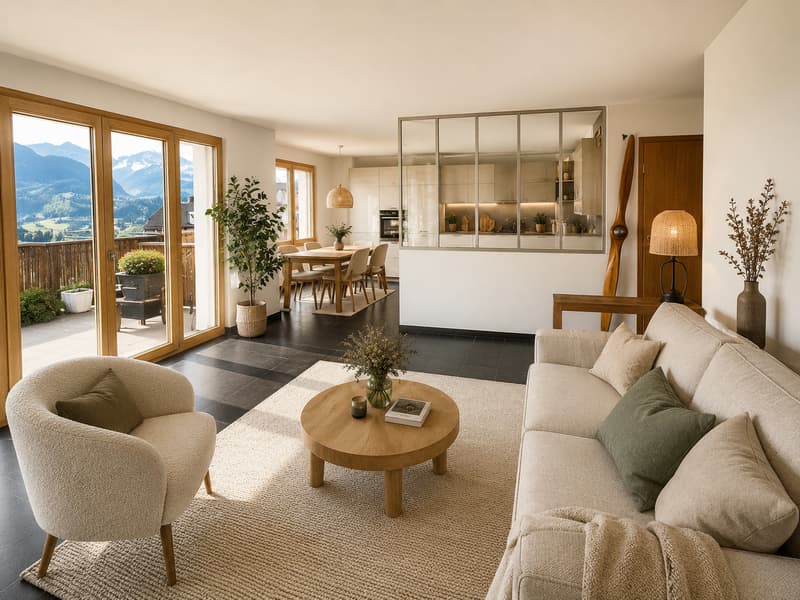 Un jardin face aux montagnes ? 3.5 pièces avec terrasse et vue dégagée à Cerniat (2)