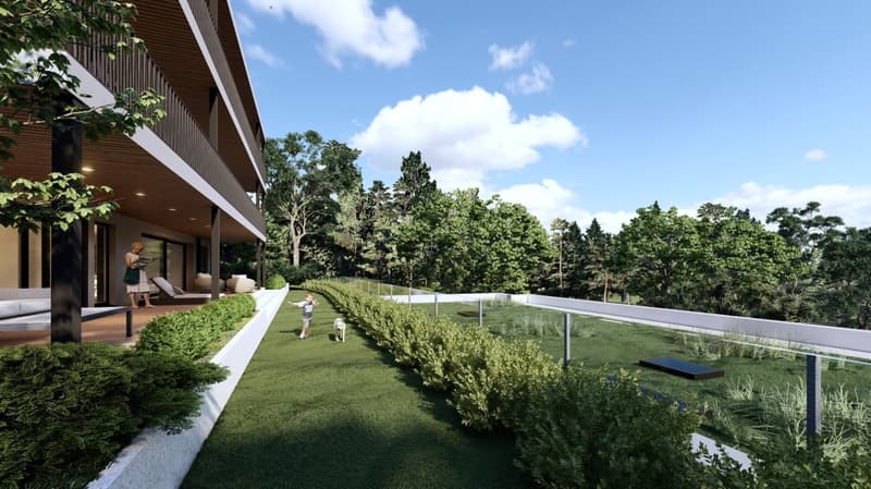 artificial grass, hedges, trees, fence, view of the house
