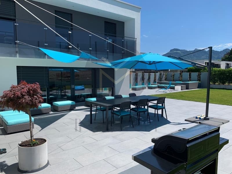 Grand jardin avec piscine