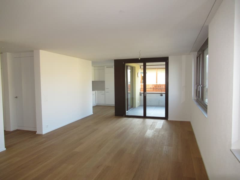 empty room, wooden floor, white walls, sliding glass doors, balcony