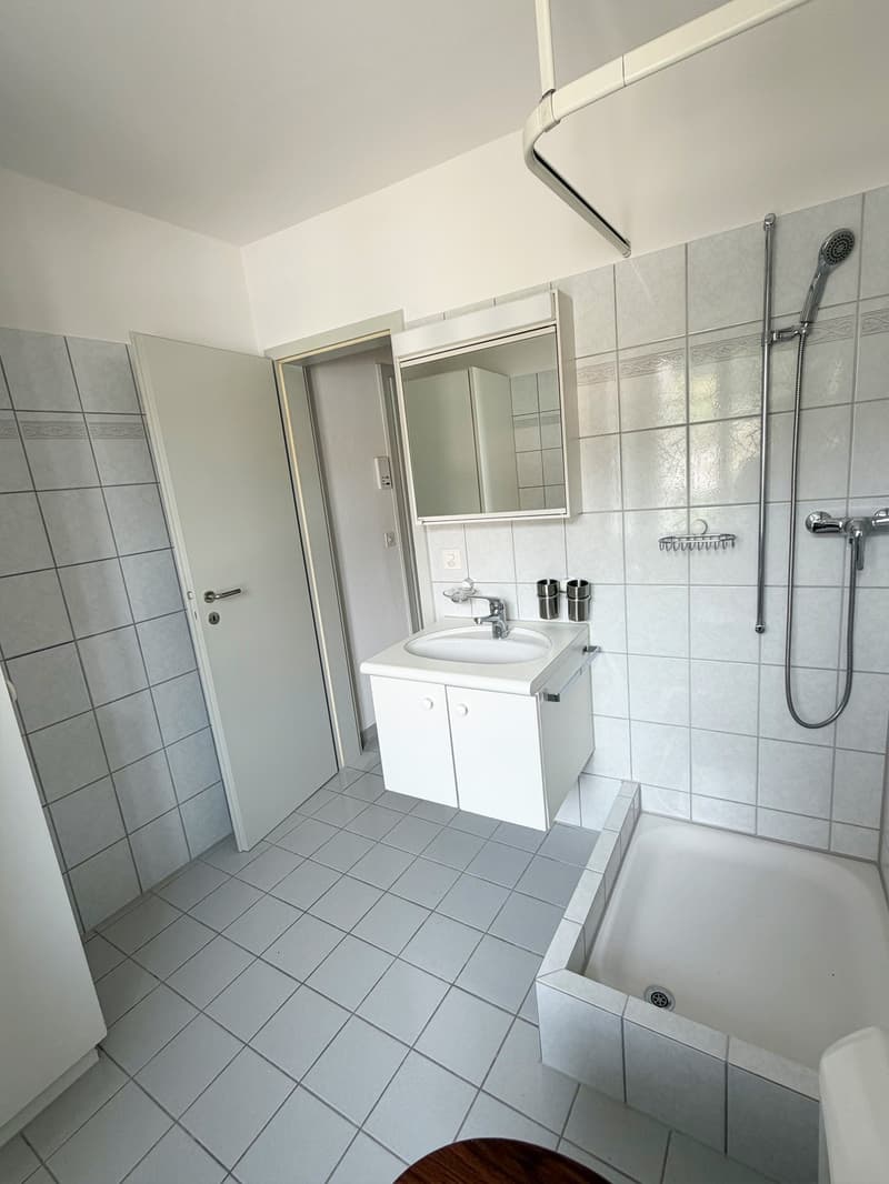 Nasszelle mit Dusche, Lavabo, WC und Tageslicht