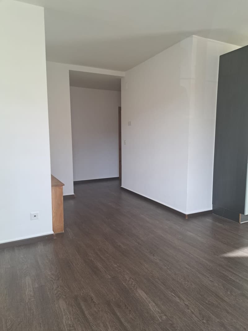 Wooden floors, white walls, power outlet, entrance