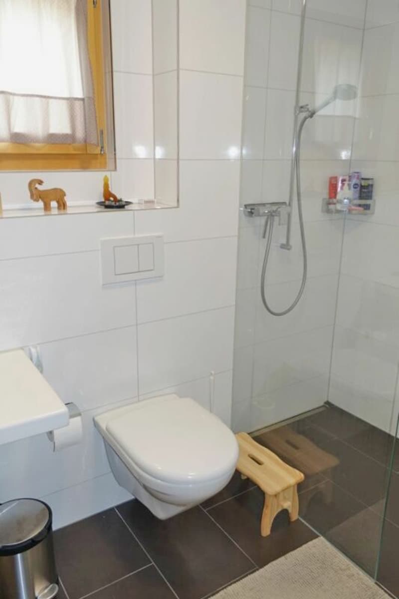 Die Nasszelle in der 2½-Zimmer-Wohnung im Untergeschoss
