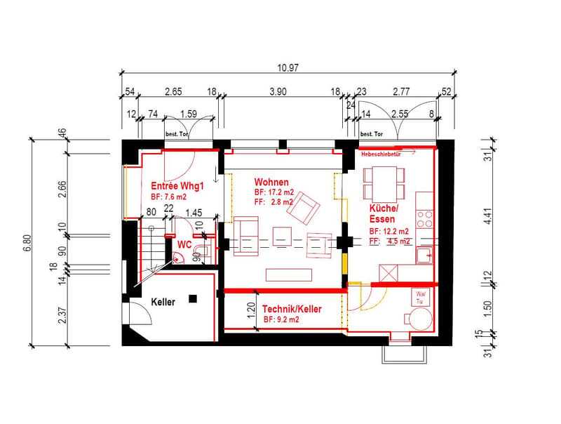 Wohnen am Bach , loftartiger Neubau im Altbau; Wohnen auf zwei Etagen (20)