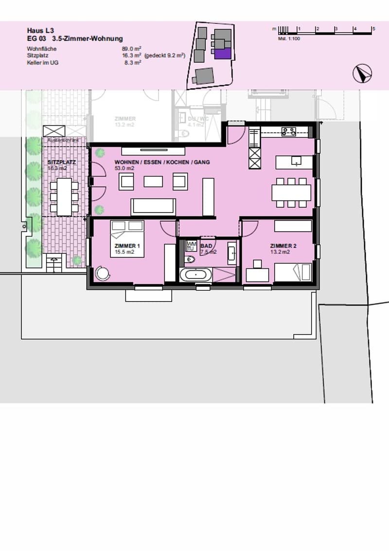 Grundrissplan Wohnung L3.03