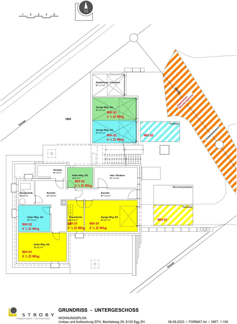 Grundriss Untergeschoss mit Keller und Garage