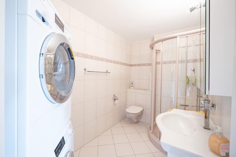 Dusche, WC, Lavabo