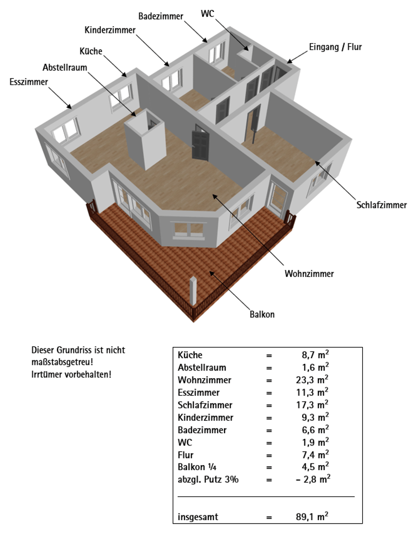 Grundriss und Wohnfläche