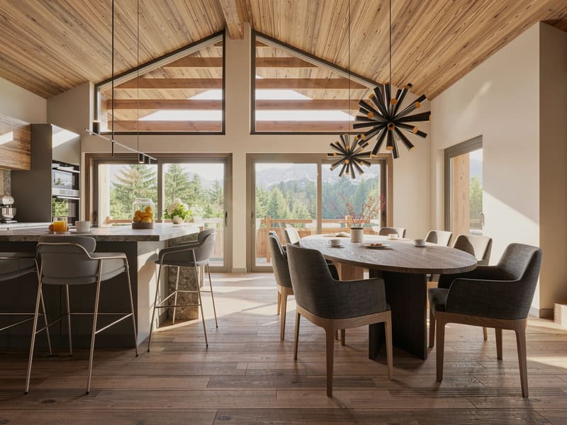 Au Centre de Crans-Montana, Chalet de 6,5 pièces de haut stantding (1)
