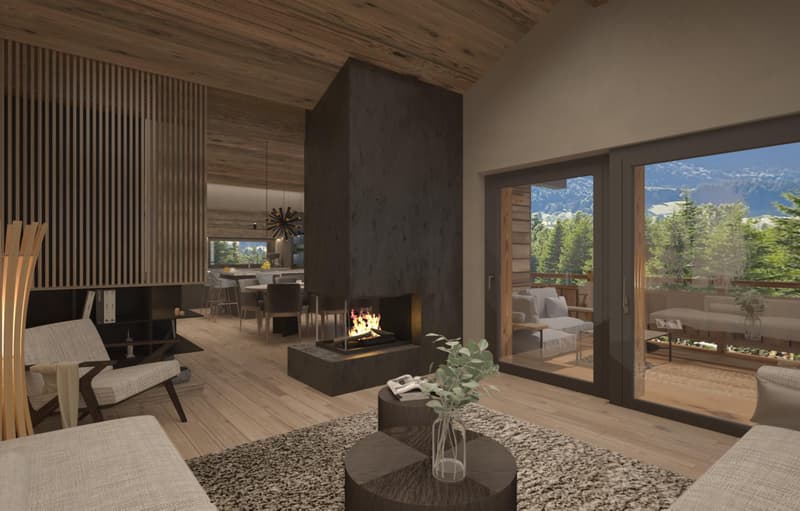 Au Centre de Crans-Montana, Chalet de 6,5 pièces de haut stantding (3)
