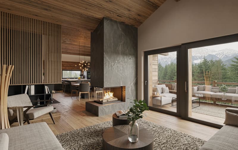 Au Centre de Crans-Montana, Chalet de 6,5 pièces de haut stantding (2)