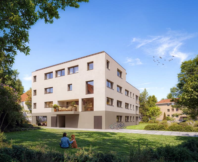 4 story house, white exterior, brown ground floor, balcony, bicycles parked outside