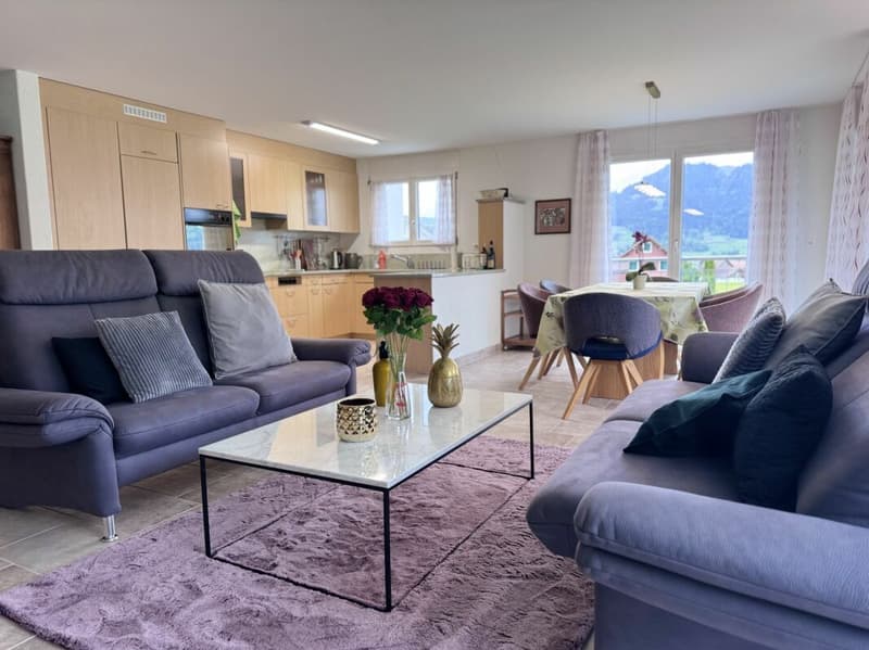 Einmalige Chance: Helle Wohnung mit Panoramasicht auf See und Berge auf der sonnigen Sihlebene. (1)