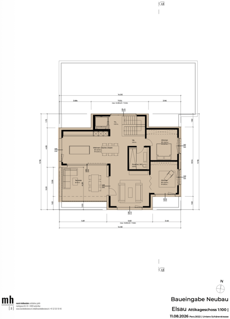 Grundriss beige Penthouse