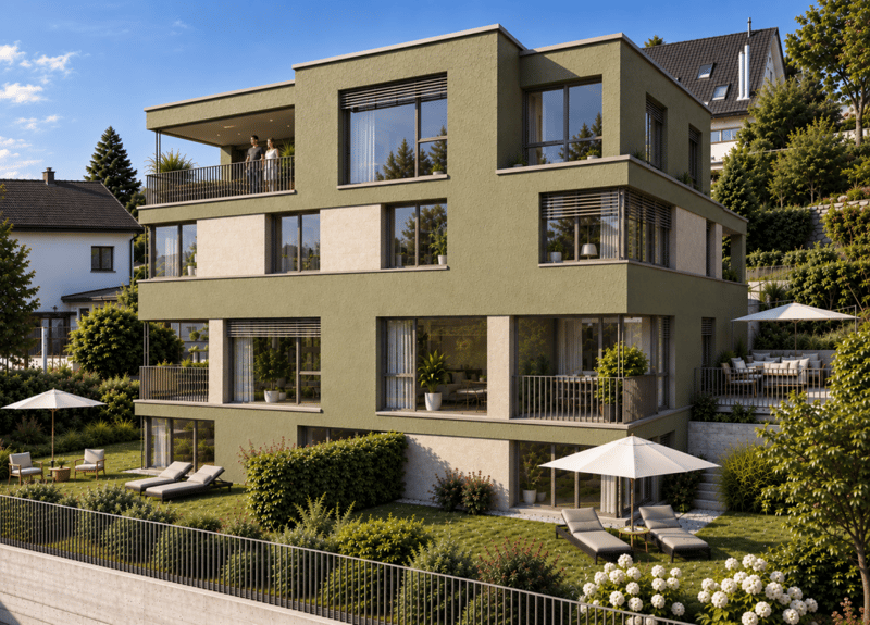 Nahe Winterthur: Elsau Casa Weitblick - Garten Eckhaus rechts (8)