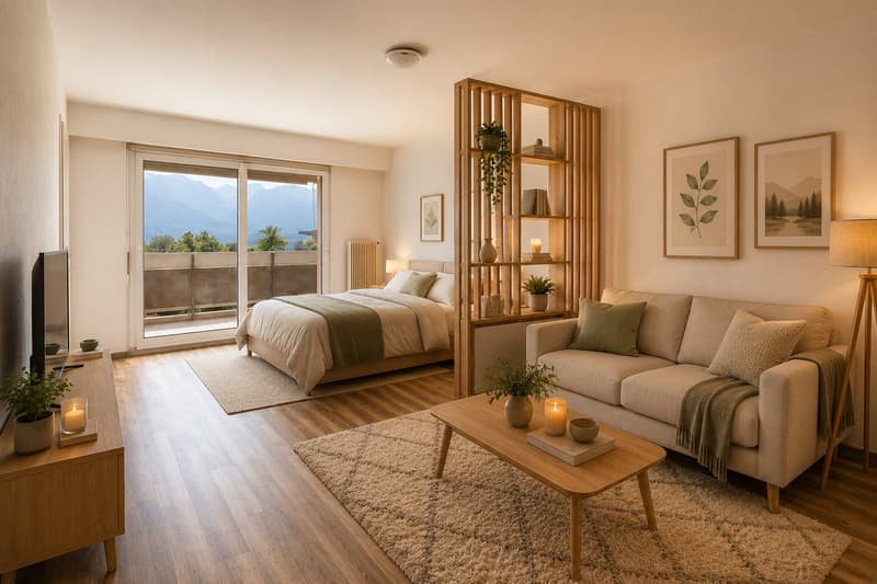 Charmant studio avec balcon et vue lac sans vis-à-vis (5)