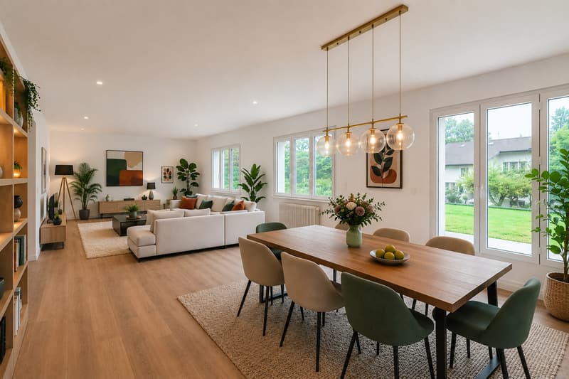 Proposition d'agrandissement du séjour situé au rez en cassant le mur de la chambre n°1 (rez)