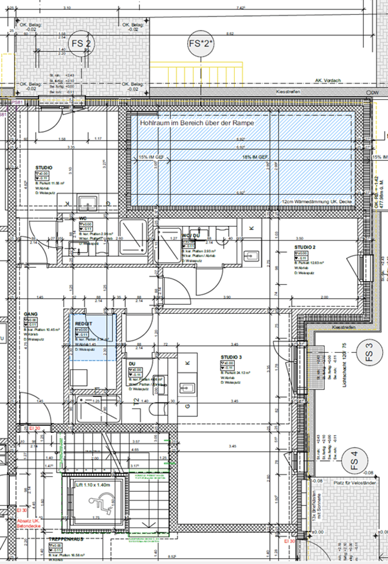 Grundrissplan Studios 1-3