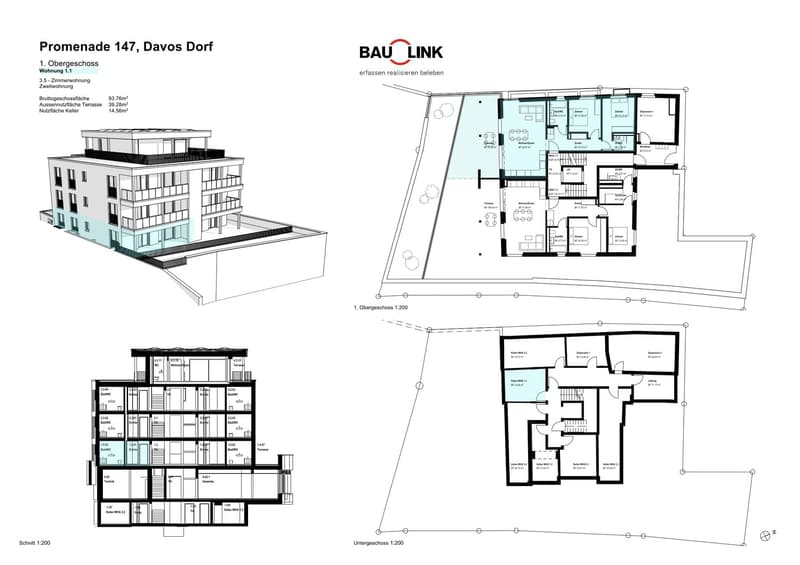 apartment plan with 2 bedrooms, living room, kitchen, bathroom and terrace