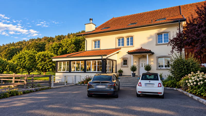 Grand parking extérieur